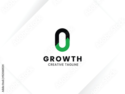 Letter O growth logo design with arrow up symbol and icon. Invest and financial logo
