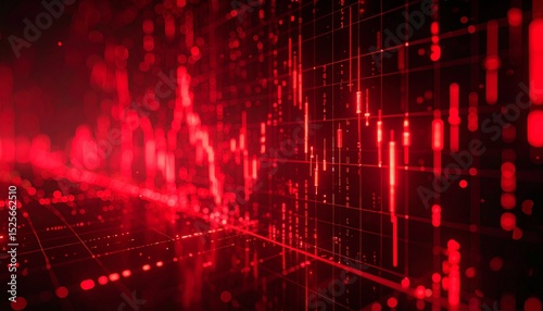 A striking image capturing a volatile market with red financial data