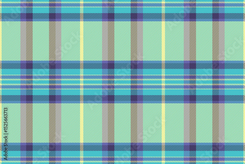 Classic plaid pattern, a seamless tartan textile design with light green, blue and purple tones. Ideal for backgrounds, fashion, or festive designs.
