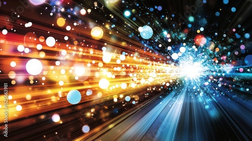 Vibrant, dynamic abstract image of a futuristic tunnel.