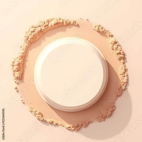 Close-Up of Cream Face Powder Holder with Natural Pigment Dust

