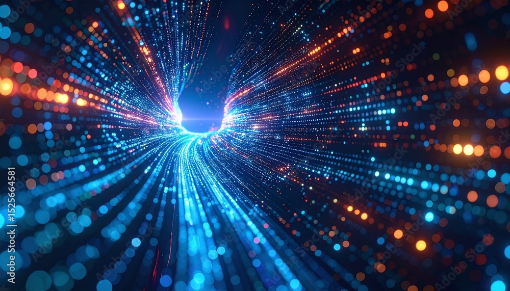 Naklejka premium Digital data stream tunnel of light