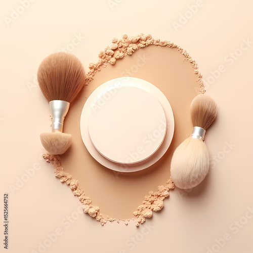 Makeup Compact Design Featuring Cream Container and Powder Shades

