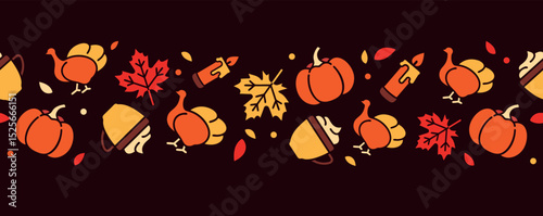Autumn Harvest Theme featuring an assortment of Pumpkins and colorful Leaves all around