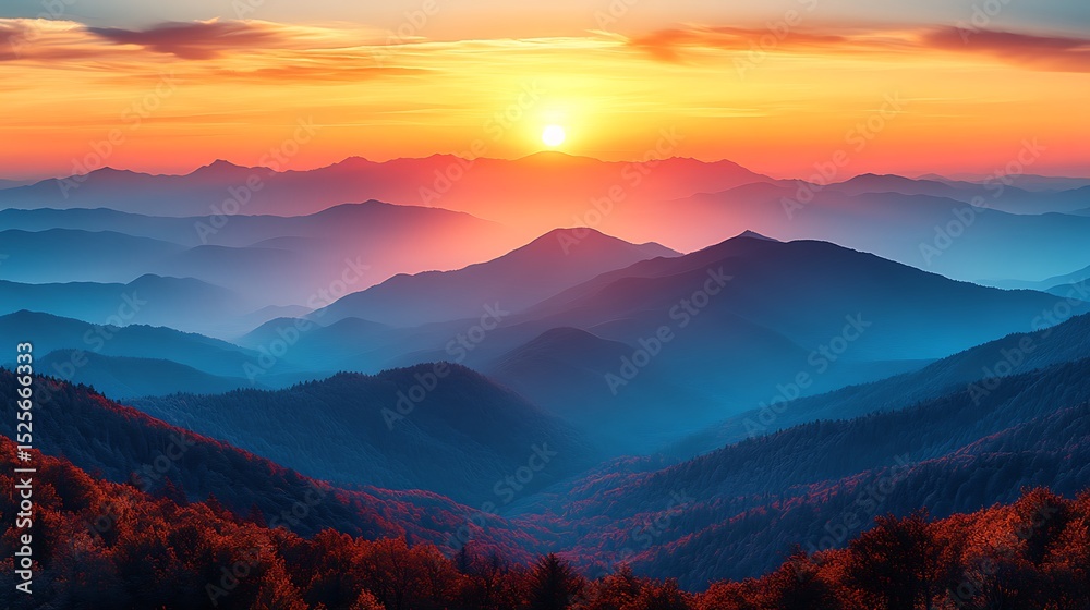 Fototapeta premium Mountain landscape sunrise