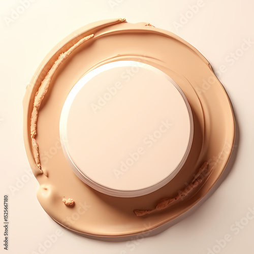 Top View of Makeup Compact with Natural Shade Face Powder

