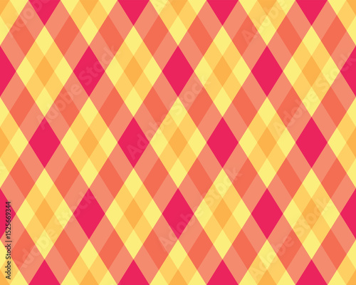 Argyle pattern of geometric rhombus. Harlequin check wallpaper design. Classic diamond shaped textile material for web background, print fabric clothing, sweater, wrapping paper, gift card, invitation