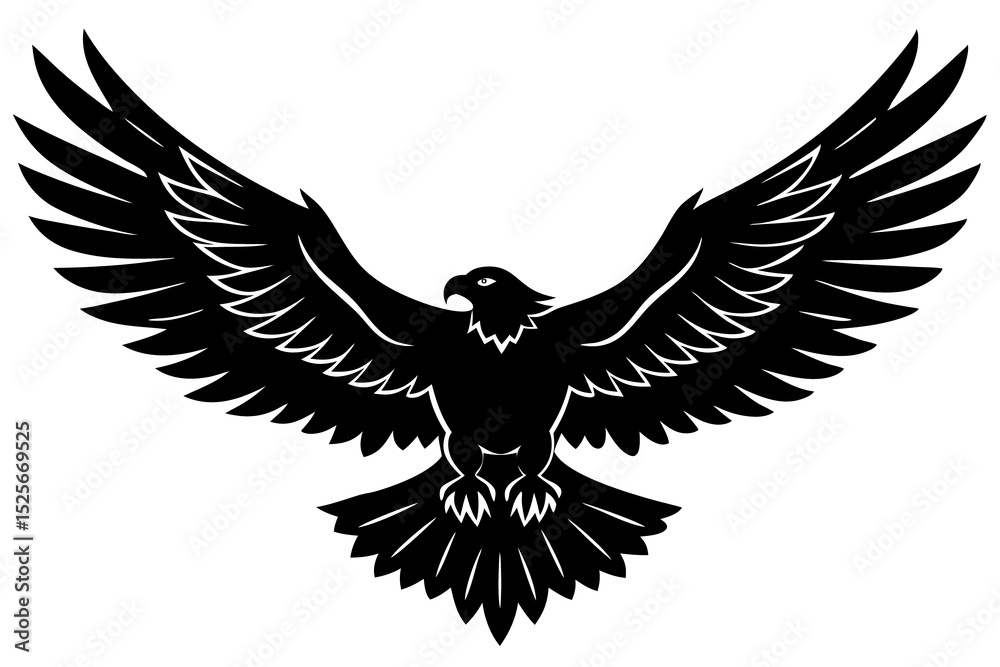 Fototapeta premium Soaring Eagle Wings Spread Silhouette