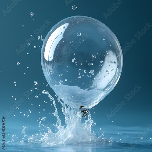 Water Splash Effects Encircling a See-Through Bubble

