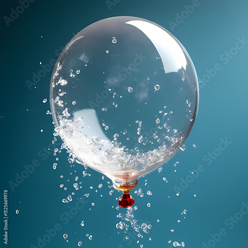 Clear Bubble with Dynamic Water Droplets Around

