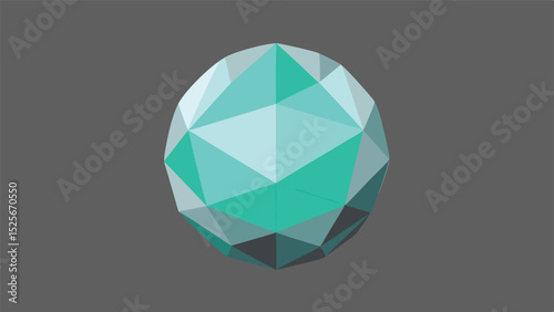 Teal gemstone illustration with geometric facets modern design element for visual appeal