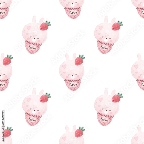 summer seamless pattern with cartoon ice cream. colorful illustration for kids, hand drawing flat style. baby design for fabric, print, textile, wrapper