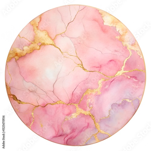 Pink Watercolor Marble Texture with Gold Foil Veins