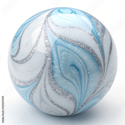 Silver Glitter Marble Texture with Icy Blue Gradient
