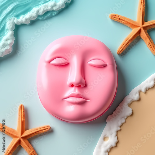 Tropical Beach Vibes: Pink Soap Holder in the shape of face  for Summer

