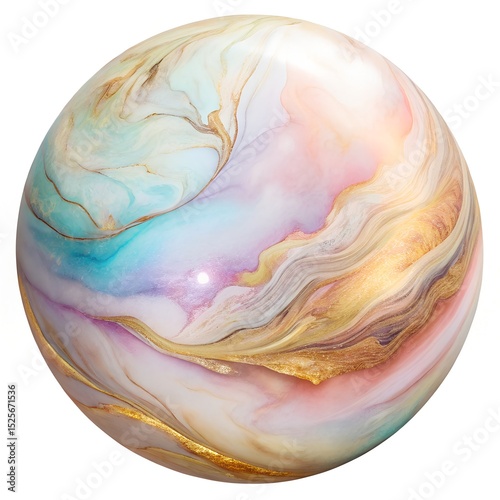 Soft Pastel Rainbow Marble with Gold Highlights