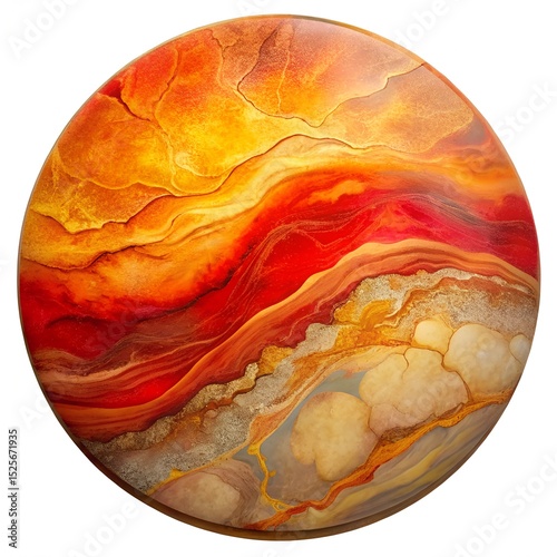 Warm Sunset Toned Marble with Red Orange and Gold Veins