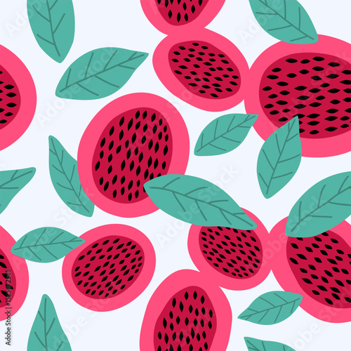 Cute dragon fruits pattern background vector design