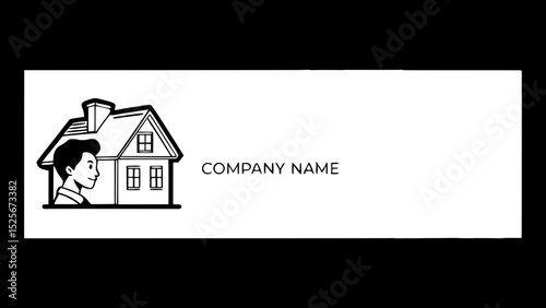 A social media profile picture and banner combo, using the house logo as the profile icon, and a clean horizontal banner with a larger version of the house on the left, company name on the right, with