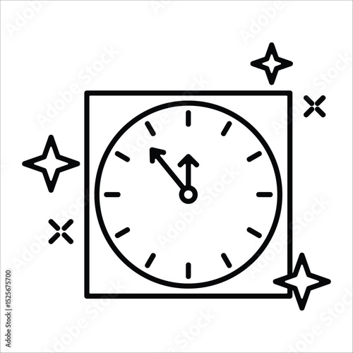 New Year Clock  Icon Element For Design