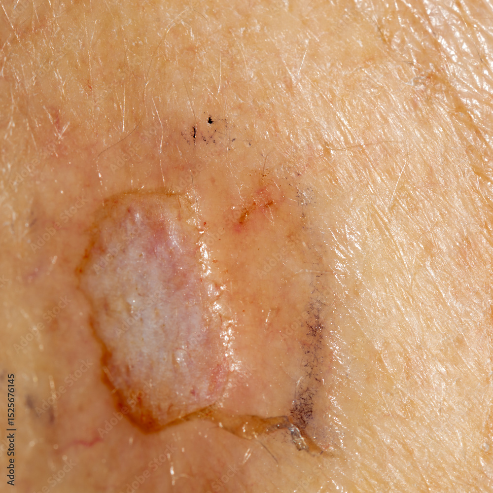 Fototapeta premium Close up of a skin biopsy site of a concerning lesion