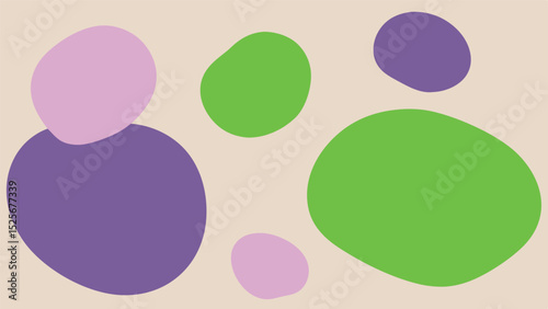 Abstract composition featuring organic shapes in various pastel color combinations