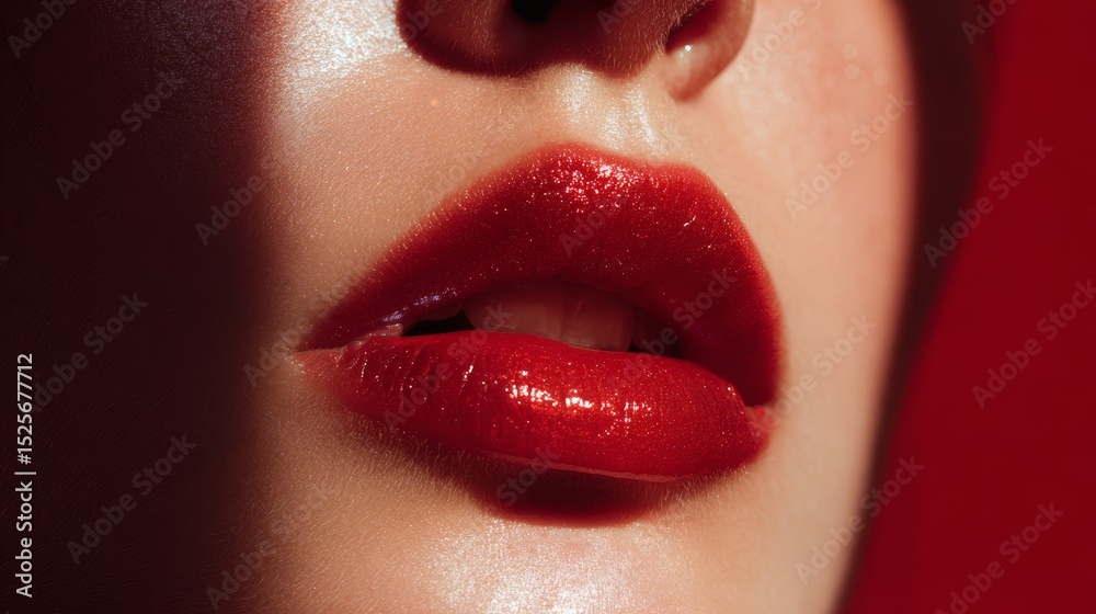 Obraz premium Woman's glossy red lips