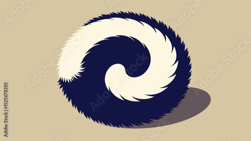 Abstract design with brushstroke effect in navy and cream on white background