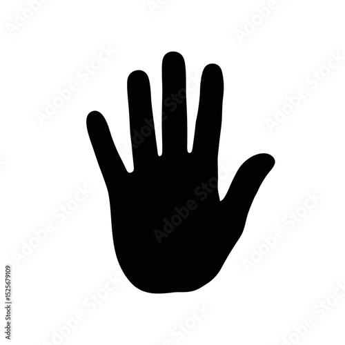 Human palm, hand vector icon design with stroke line. Front side hand vector, silhouette.