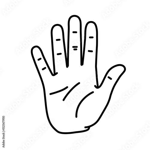 Human palm, hand vector icon design with stroke line. Front side hand vector, silhouette.