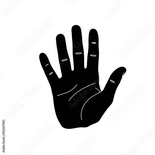 Human palm, hand vector icon design with stroke line. Front side hand vector, silhouette.