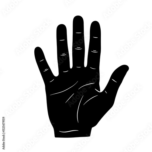 Human palm, hand vector icon design with stroke line. Front side hand vector, silhouette.