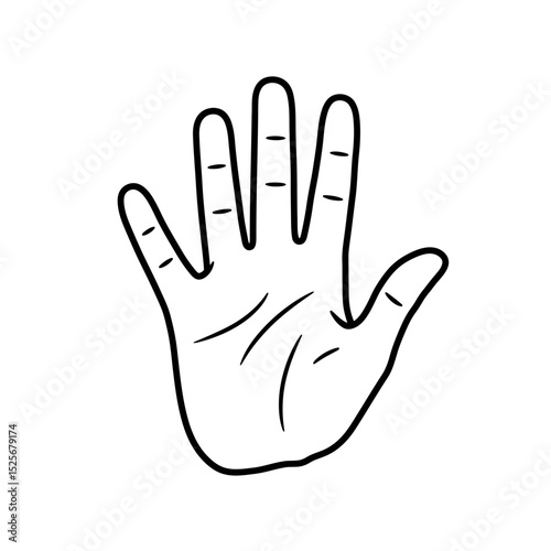 Human palm, hand vector icon design with stroke line. Front side hand vector, silhouette.