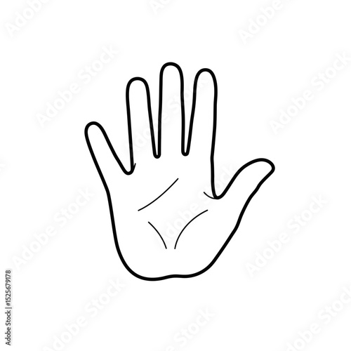 Human palm, hand vector icon design with stroke line. Front side hand vector, silhouette.