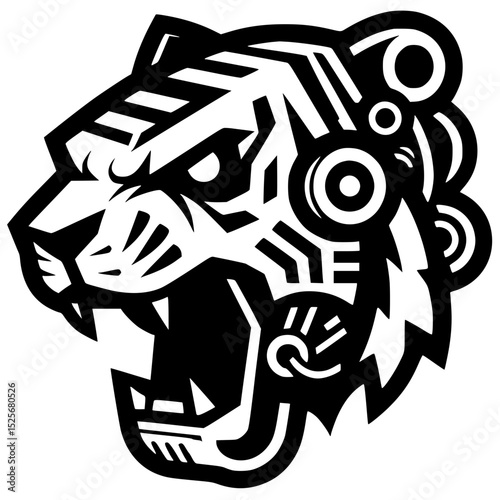 Tiger robot head silhouette