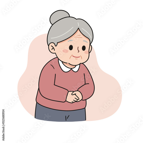 Elderly woman with shaking hands looking concerned 