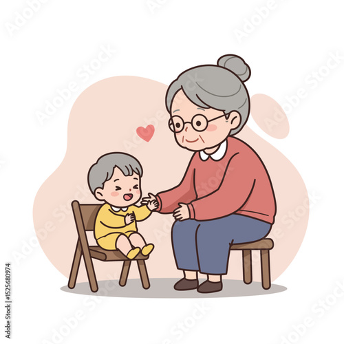 Grandma playing with toddler in cheerful indoor setting  