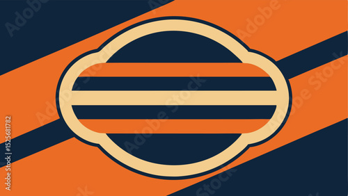 Abstract geometric design with orange and navy shapes on a transparent background