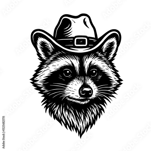 Cowboy Raccoon Vector Illustration