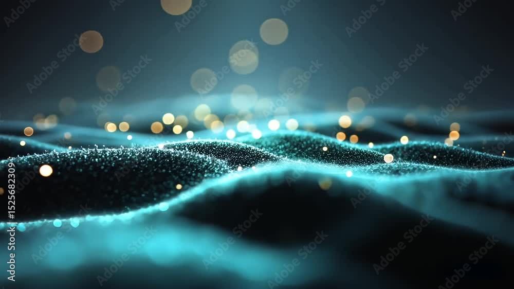 Abstract waves with glowing particles in dark background (1)