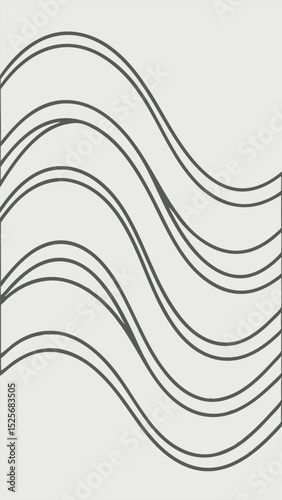 Abstract grey wavy lines graphic design element with transparent background