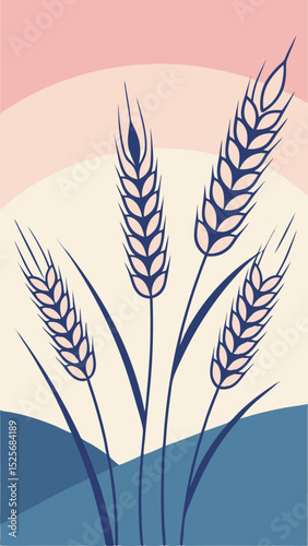Abstract illustration of wheat stalks in a nature inspired minimalist design