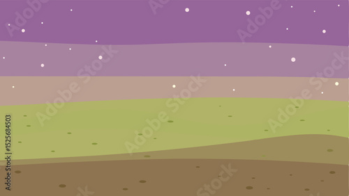 Abstract landscape composition with layered tones and scattered white dots on transparency
