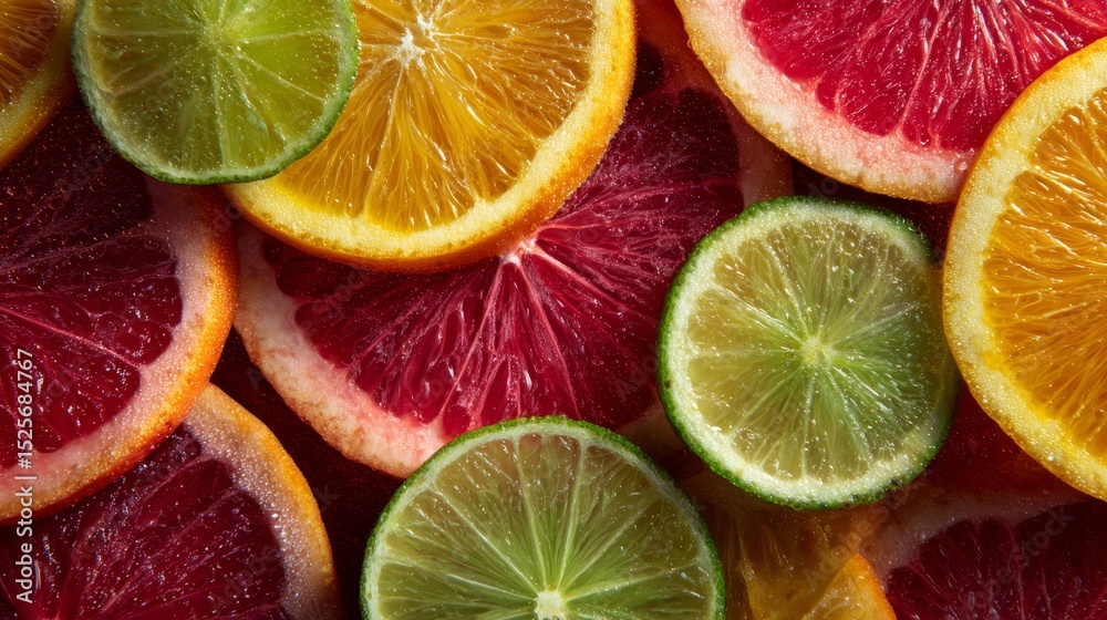 Fototapeta premium Sliced citrus fruits background