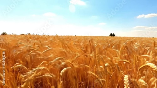Beautiful cereal field in a windy day
