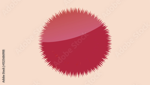 Abstract red sphere with spiky edges on a white background for graphic design