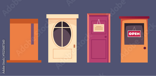 Doors isolated design element set. Vector flat graphic design illustration