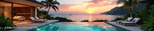 Luxury villa with private pool, stunning ocean view, and lush tropical garden Perfect for a relaxing getaway Enjoy outdoor living space and breathtaking sunsets , rental, summer, Mediterranean