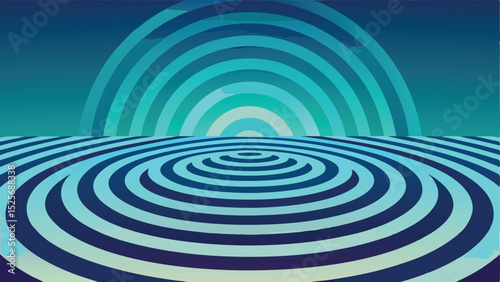 Abstract design of concentric circles and arcs creating a modern and colorful background