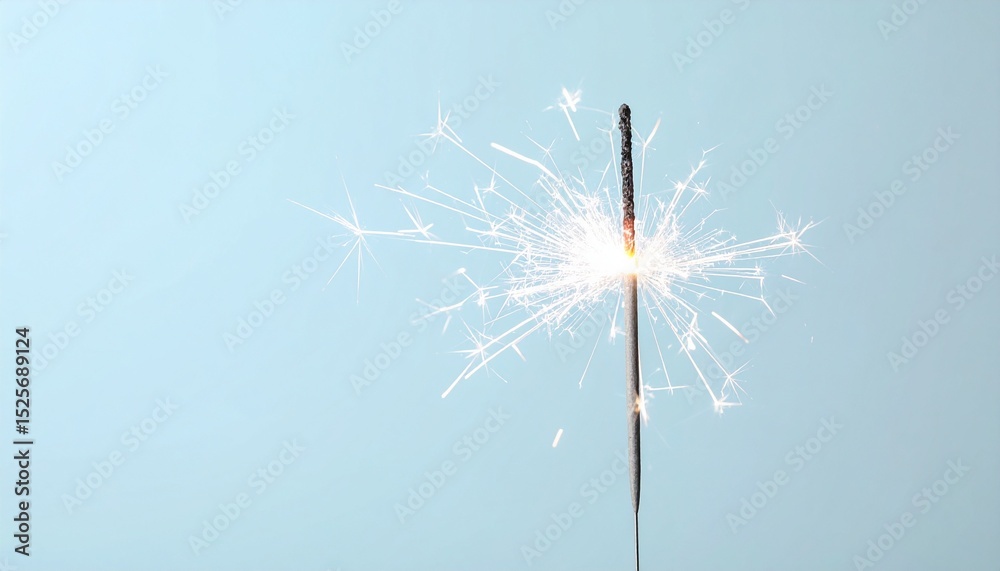 Obraz premium White Sparklers on a Light Blue Background